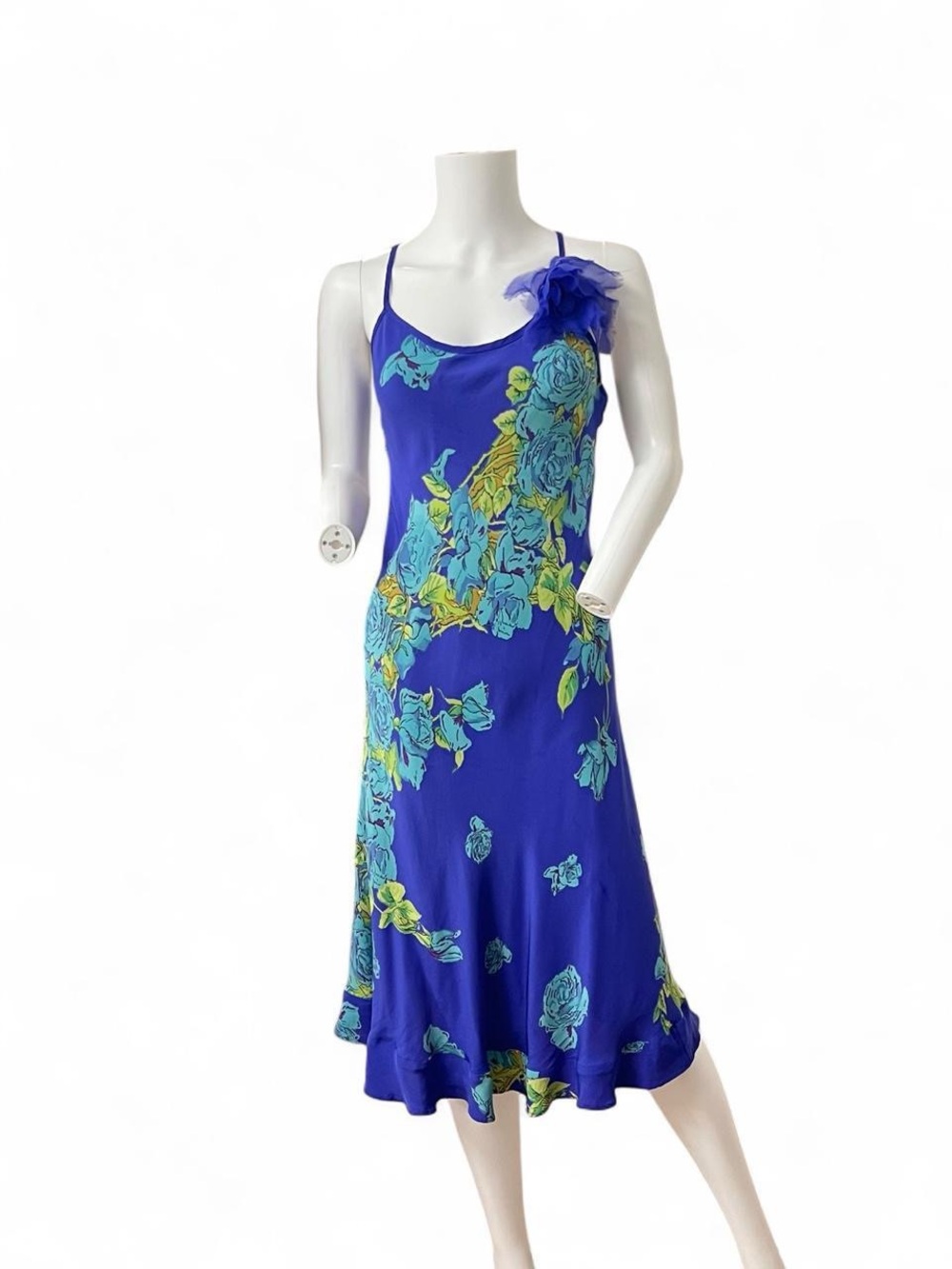 Betsey Johnson Cobalt Blue Floral Slip Dress